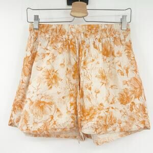Acoa Womens Boho Beachy Resortwear Linen Blend‎ Pull On Floral Shorts Size M